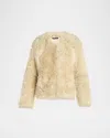 Tom Ford Curly Sheep Shearling Collarless Jacket