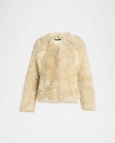 TOM FORD CURLY SHEEP SHEARLING COLLARLESS JACKET
