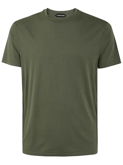 Tom Ford Cut And Sewn Crew Neck T-shirt In Pale Army