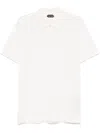 Tom Ford Textured White Pique Polo With Collared Neckline In White