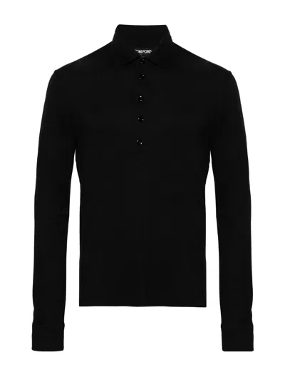 Tom Ford Cut And Sewn Polo Shrt Knitted In Black