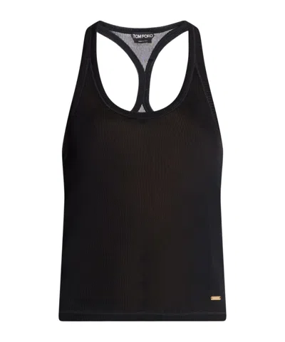 Tom Ford Silk Racerback Scoop Neck Tank Top In Black