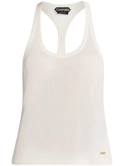 Tom Ford Ribbed-knit Racerback Top In White