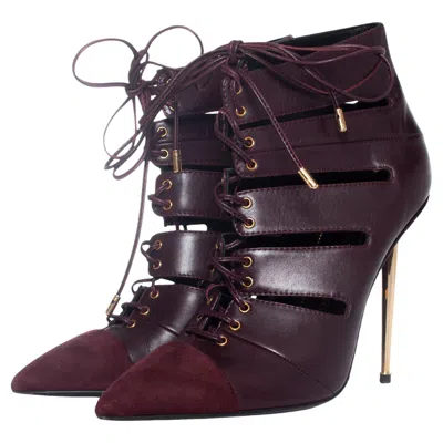 Pre-owned Tom Ford , Cut Out Lace-up Ankle Boots In Black