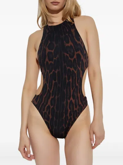 Tom Ford Cut-out Leopard-print Swimsuit In Multi