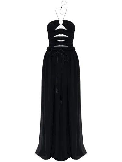 Tom Ford Cut-out Ruched Maxi Dress In Black