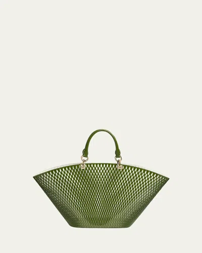 Tom Ford Cut Out Patent Leather Large Tote Bag In Green