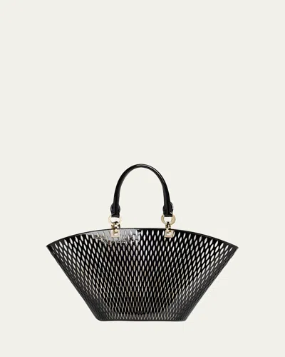 Tom Ford Cut Out Patent Leather Medium Tote Bag In Black