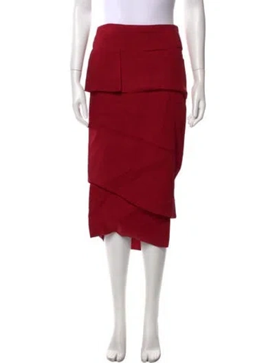 Pre-owned Tom Ford Cutout Accent Knee-length Skirt In Red