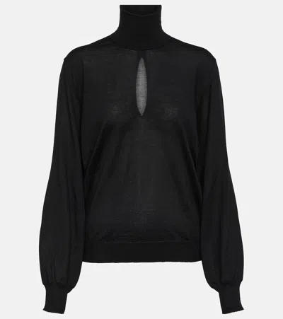 Tom Ford Cutout Cashmere And Silk Turtleneck Sweater In Black