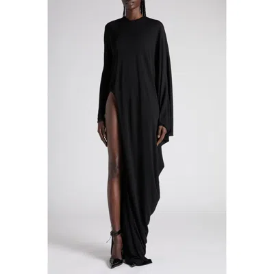 Tom Ford Cutout Draped Long Sleeve Jersey Gown In Black