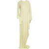 Tom Ford Cutout Draped Long Sleeve Jersey Gown In Neutral