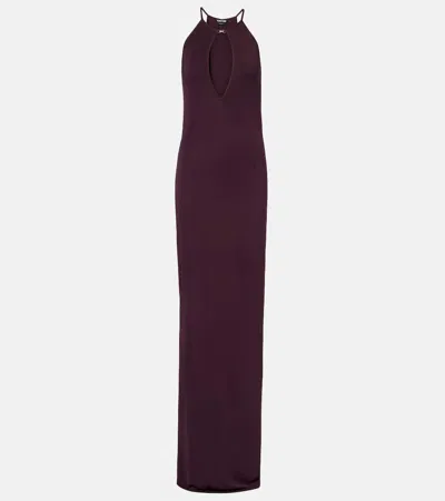 Tom Ford Viscose Crepe Jersey Halter Neck Dress In Purple