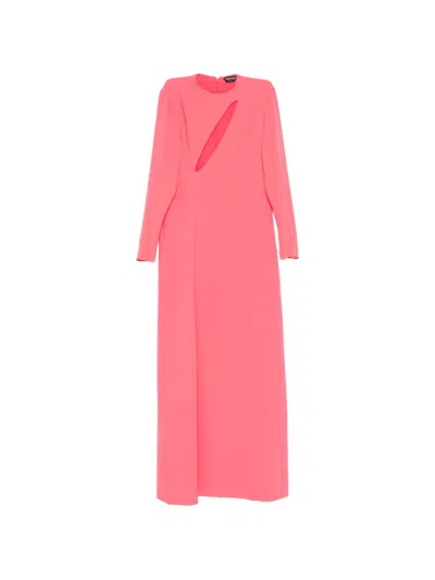Tom Ford Cutout Long-sleeve Dress In Pink