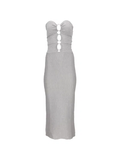 Tom Ford Cut-out Ribbed-knit Maxi Dress In Gray