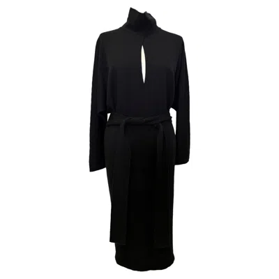 Tom Ford Cutout Turtleneck Midi Dress In Black Cashmere