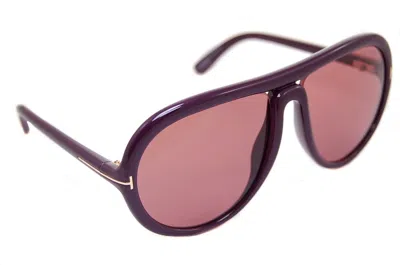 Pre-owned Tom Ford Cybil Tf768 81y 60mm Womens Large Oversized Sunglasses Violet Maroon In Purple
