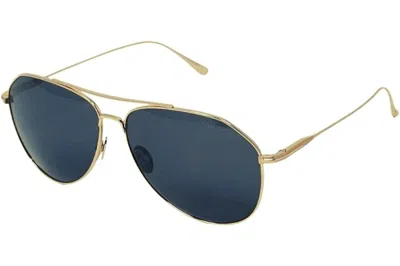 Pre-owned Tom Ford Cyrus Aviator Sunglasses Gold/gray (ft0747-28a)