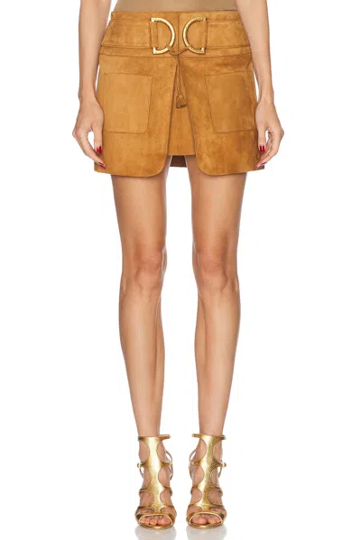 Tom Ford Velvet Suede Mini Skirt With D-rings Detail In Beige