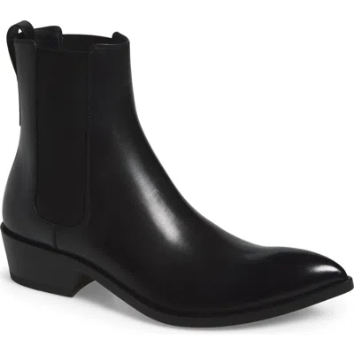 Tom Ford Dagger Burnished Leather Pointed Toe Chelsea Boot In Black