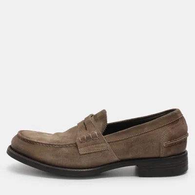 Pre-owned Tom Ford Dainite Sole Size 42 Brown Suede Penny Loafers