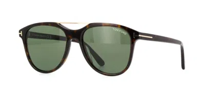 Pre-owned Tom Ford Damian-02 Ft 1098 Dark Havana/green (52n) Sunglasses