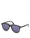 Tom Ford Damian 02 Pilot Sunglasses, 54mm In Black/blue Mirrored Solid