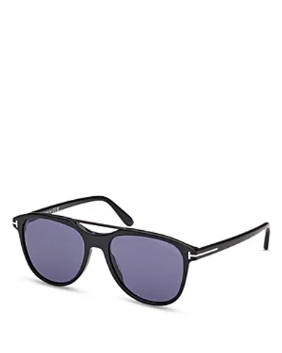 Tom Ford Damian 02 Pilot Sunglasses, 54mm In Black/blue Mirrored Solid