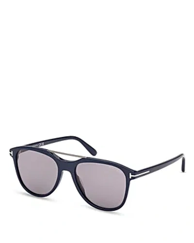 Tom Ford Damian 54mm Pilot Sunglasses In Shiny Navy Blue / Light Smoke