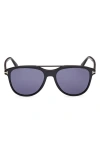 Tom Ford Damian 54mm Pilot Sunglasses In Black Eco/t Logo