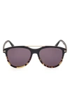 Tom Ford Damian-02 Ft1098 05a Sunglasses In Black Havana/t Logo/smoke