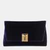 Tom Ford Dark Blue Velvet And Viscose Shoulder Bag