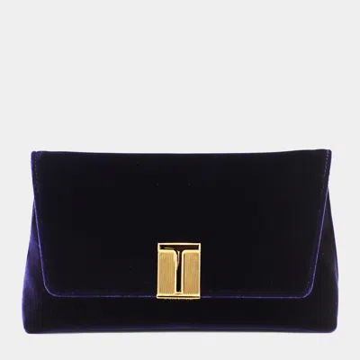 Tom Ford Dark Blue Velvet And Viscose Shoulder Bag