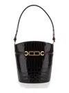 Tom Ford Dark Brown Crocodile Embossed Bucket Bag In Dark Brown