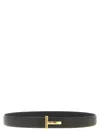 Tom Ford Brown Belt With T-plaque On The Front In Grained Leather Man In Brown