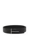 Tom Ford Dark Brown Reversible Textured Silver Buckle Belt In Gray
