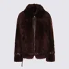 Tom Ford Leather Buckle Detail Jacket With Faux Fur In Brown