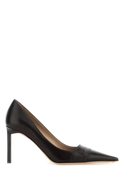 Tom Ford Dark Brown Leather Pumps In Black