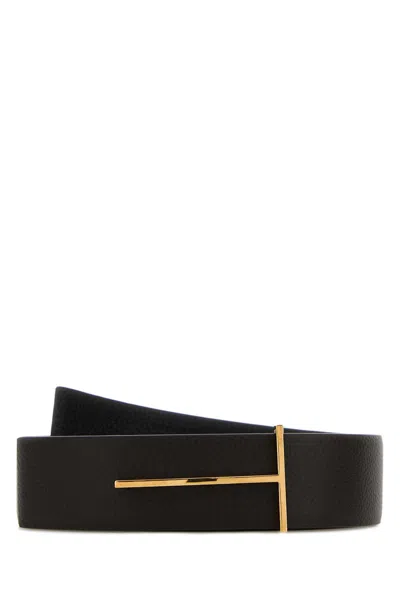 Tom Ford Dark Brown Leather Reversible Belt In Black