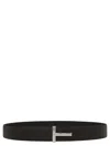 Tom Ford Logo Reversible Belt Belts Multicolor In Dark Brown