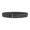 Tom Ford Dark Brown Reversible Textured Silver Buckle Belt In Burgundy