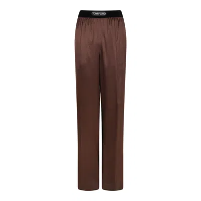 Tom Ford Dark Brown Silk Trousers