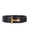 Tom Ford Dark Brown Snake Textured Belt In Dark Brown