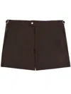 Tom Ford Polyester Flat Front Single Button Swim Shorts In Dark Brown