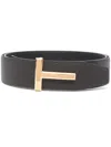 Tom Ford Dark Brown T Icon Reversible Belt In Dark Brown