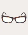 Tom Ford Dark Havana Ft5966 Rectangle Blue Light Glasses Metal In Vintage Havana Eco/t Logo