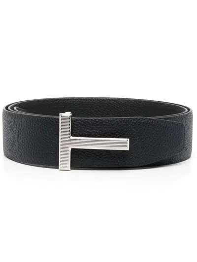 Tom Ford Dark Navy Black Leather Belts