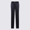 Tom Ford Dark Navy Silk Pants In Blue