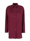 Tom Ford Bordeaux Shirt With Classic Collar In Silk Stretch Woman In Burgundy
