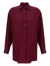 Tom Ford Camicia In Raso Di Seta Stretch Dal Taglio Rilassato In Burgundy